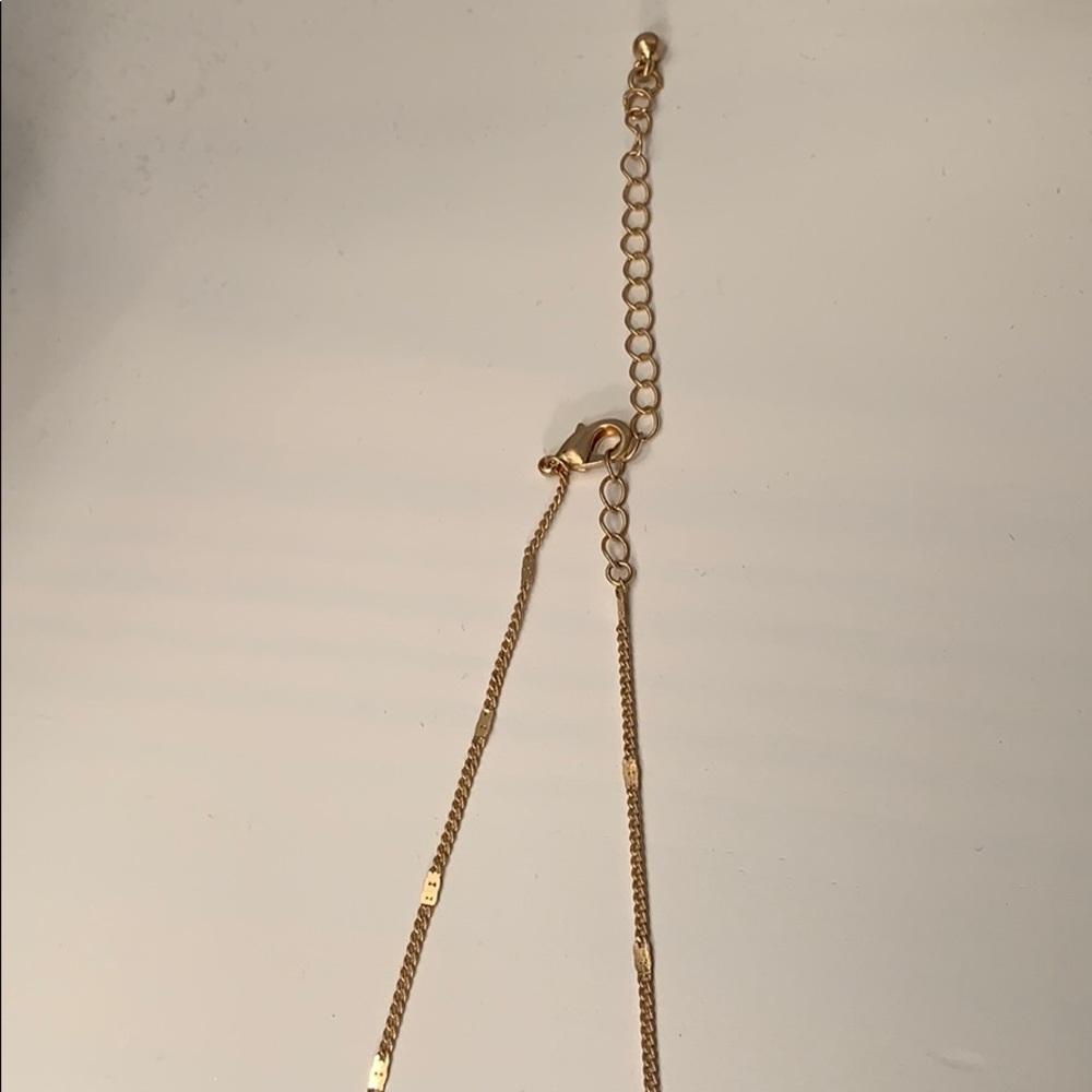 Gold Tone Arrow-Leaf Resin Pendant Chain Necklace - Picture 7 of 9